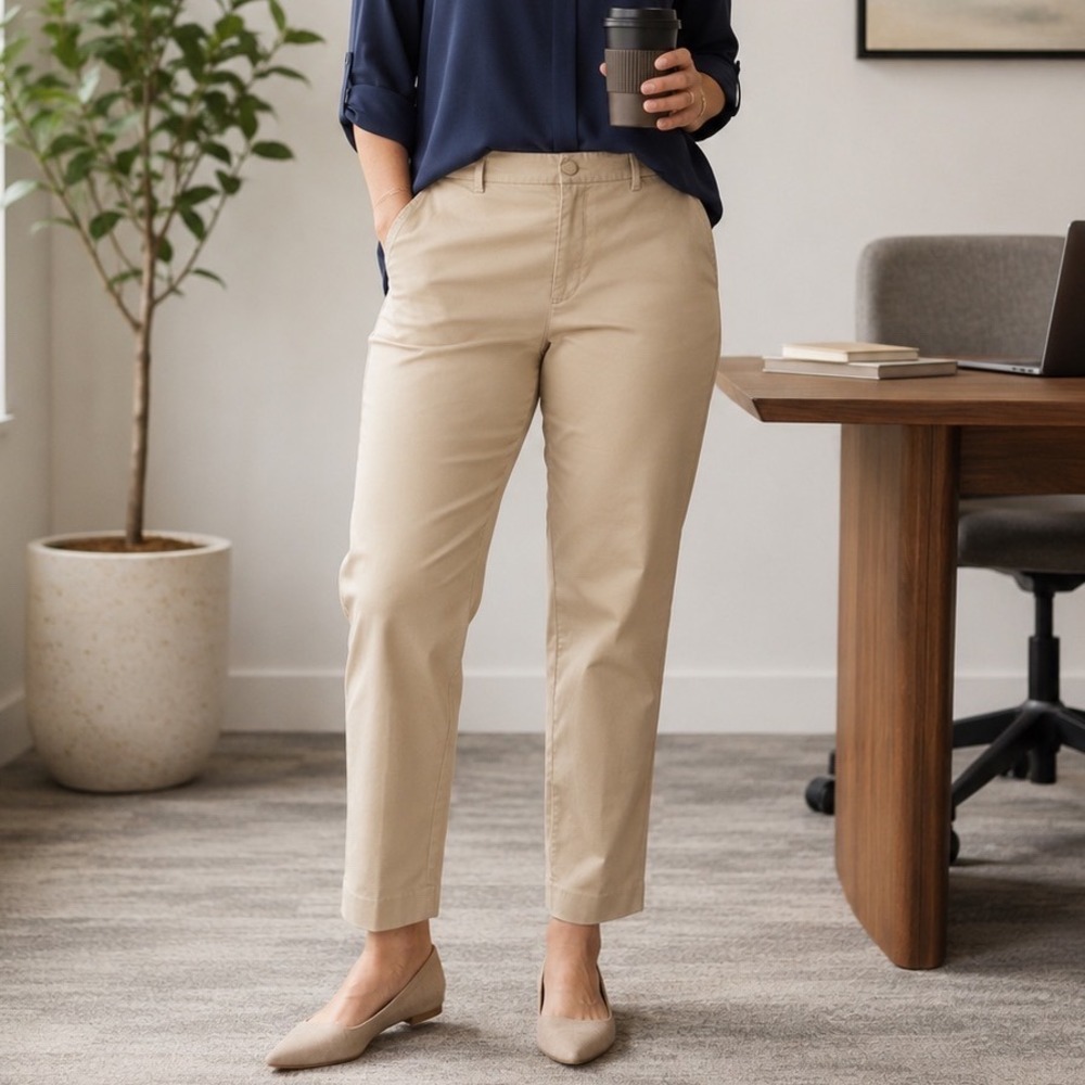 LAUREN RALPH LAUREN Women's Size 12 Tan Straight Leg Casual Chino Pants